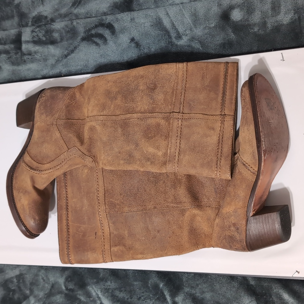 Frye Jane Stitch Oiled Suede Leather Boots Distressed Women’s Size 8.5